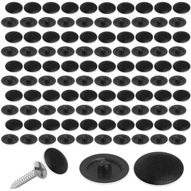 FunWorth Pack of 100 Screw Covers, Decorative Caps for Phillips Screws (12 mm), Waterproof and Corrosion Protection for 7-8 mm Furniture Screws (Black-100 Pieces)
