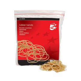 5 Star Office Rubber Bands No.16 Each 63x1.5mm Approx 2000 Bands [Bag 0.454kg], Brown