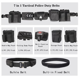YAKEDA Tactical Battle Belt- Duty Belts Law Enforcement Airsoft Utility Belt Tactical Belt with Accessories Pouches (Black)