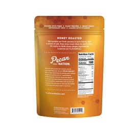 Pecan Nation Honey Roasted Georgia Pecans, 8 oz., Natural, No Preservatives, Anti-oxidant Rich, Non-GMO, Irresistible Healthy Snacking Pecans for Adults and Kids
