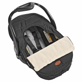 JJ Cole Winter Baby Car Seat Cover - Winter Car Seat Cover for Baby Seat or Stroller - Infant Car Seat Covers with Warm Sherpa Lining - Black