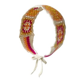 Hair Bandanas Headbands Women Floral Hippie Hair Scarfs Tie Back Knitted Kerchief Headband Knit Head Wraps Summer Boho Accessories for Women Girls (White,Black) Two color options. (White, One size)