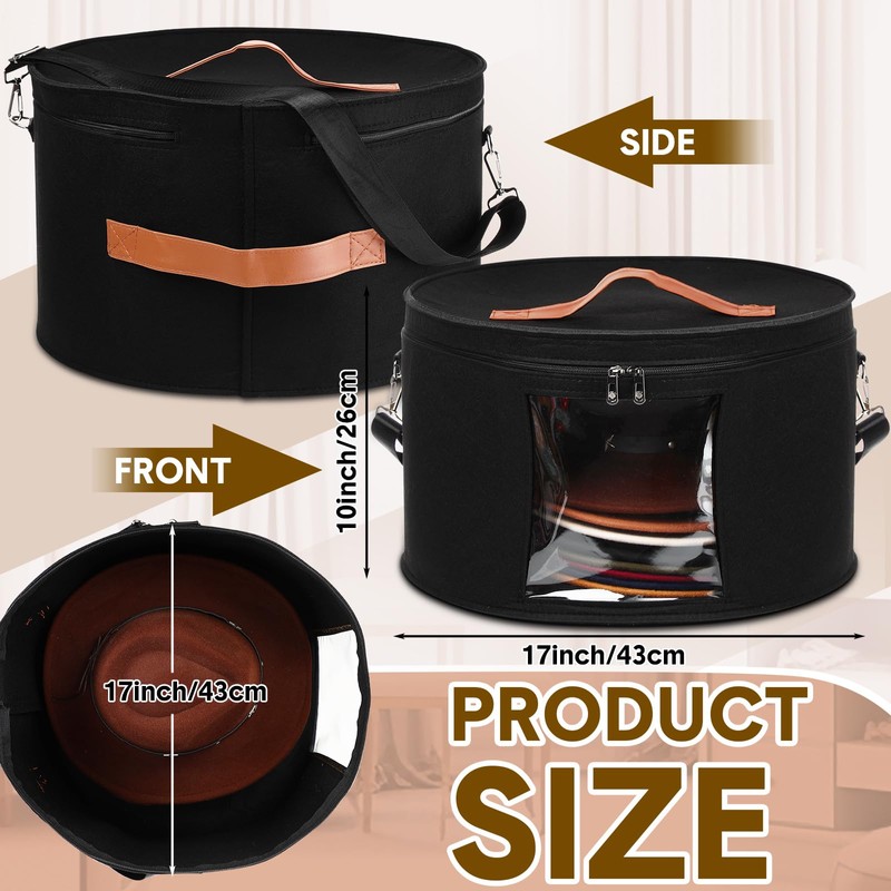 Suzile 4 Pack Large Round Foldable Felt Hat Box for