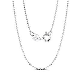 APOLEEA 925 Sterling Silver Italian Bead Chain Necklace - Elegant & Durable Ball Chain Design, Available in 2mm, 1.2mm & 1.5mm Thicknesses - Timeless & Versatile for Everyday Wear & Special Occasions