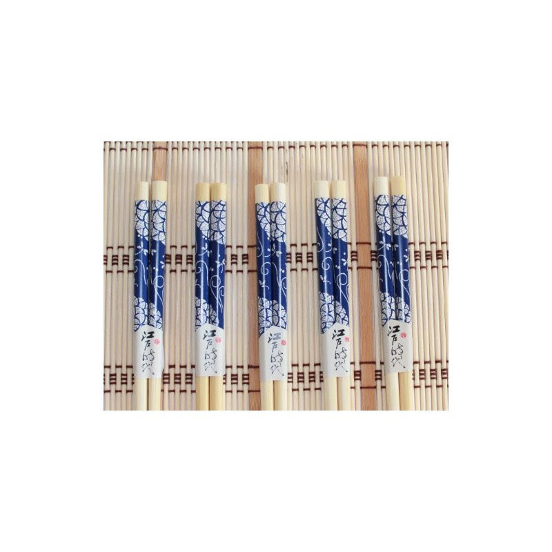 AAF Nommel® No. 022 Bamboo Chopsticks 5 Pairs Beige Blue