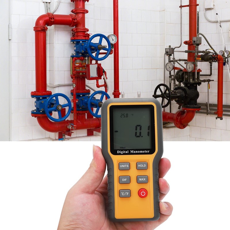 Handheld Digital Manometer for Positive and Negative Air Pressure Measurement
