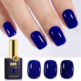 YTD Likomey Nude Gel Nail Polish,15ml Klein Blue Translucent Neutral Jelly Sheer Glass UV Navy Blue Fall Winter Salon Home DIY Nails Art Manicure UV Nail Gel Varnish,LS383