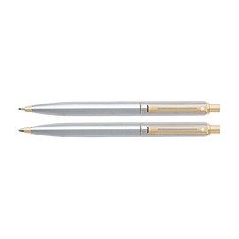 Sheaffer Sentinel, Brushed Chrome Cap & Barrel, Gold Plate Trim, Ball Point Pen & 0.7mm Pencil Set (E932551DC)