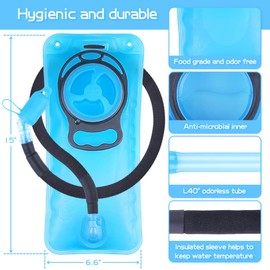 2L Hydration Bladder 2 Liter 70oz Water Bladder Reservoir Leak Proof Water Storage Bladder Bag with Insulated Tube, Hydration Pack Bladder Replacement for Backpacks Hiking Camping Running Biking