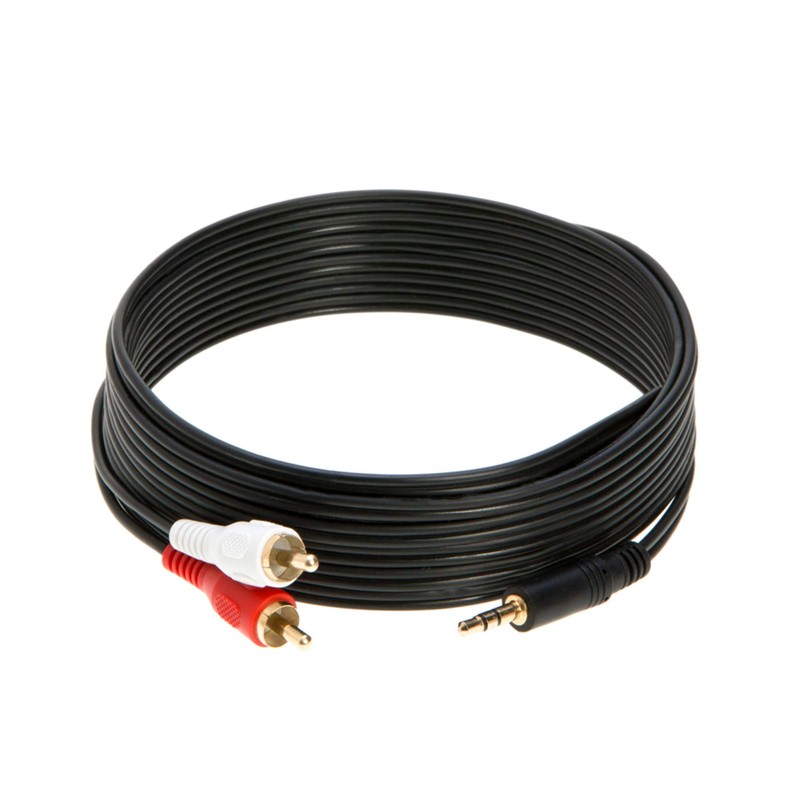 3.5mm Male Audio to 2 RCA Stereo Cable 6ft, 10ft,