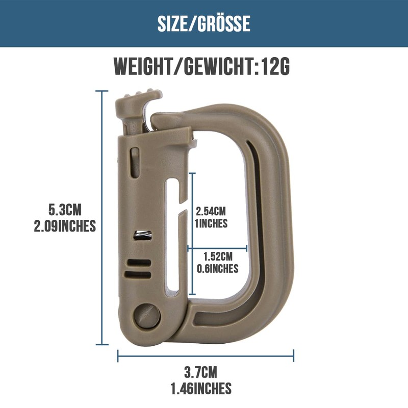 MUCHER Molle Carabiner Multi-Purpose D-Ring Plastic Buckle Carabiner Hook Tactical