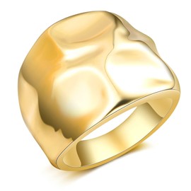 Mytys 14K Gold Plated Ring for Women,Chunky Twisted Band Rings Stackable Chain Link Rings Mother's Day Jewelry Gift (Band Gold, 10)