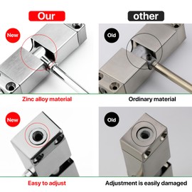 BlueEour Automatic Spring Door Closer, 2PCS Stainless Steel Adjustable Door Spring Closer for Interior Door, Quiet Auto Gate Closer Door Closing, Safety Door Stopper with Adjusting Rod and Screws