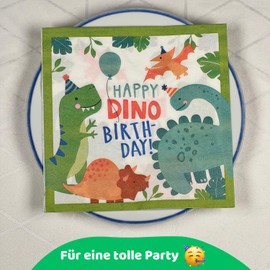 DIWULI Children's Birthday Napkins Dinosaur Pack of 20