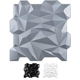 Art3d PVC 3D Diamond Wall Panel Jagged Matching-Matt Silver, for Residential and Commercial Interior Decor