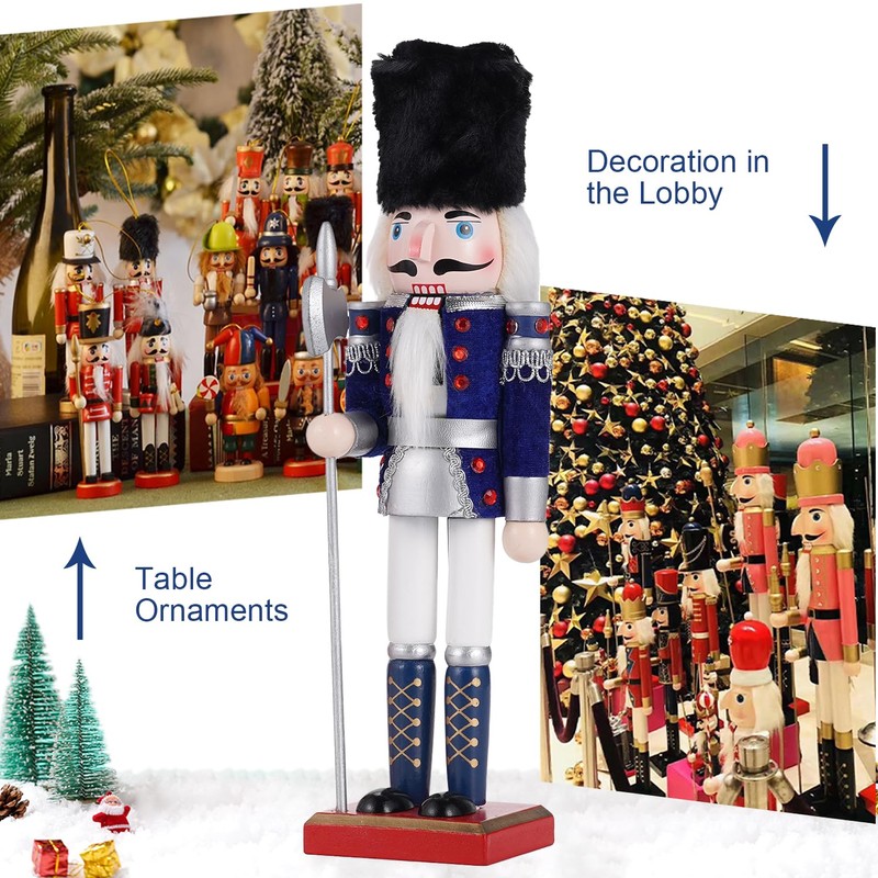 COMBIUBIU 30CM Wooden Nutcracker Christmas Decorations,Wooden Nutcracker Figures,Festive Collectible Nutcracker