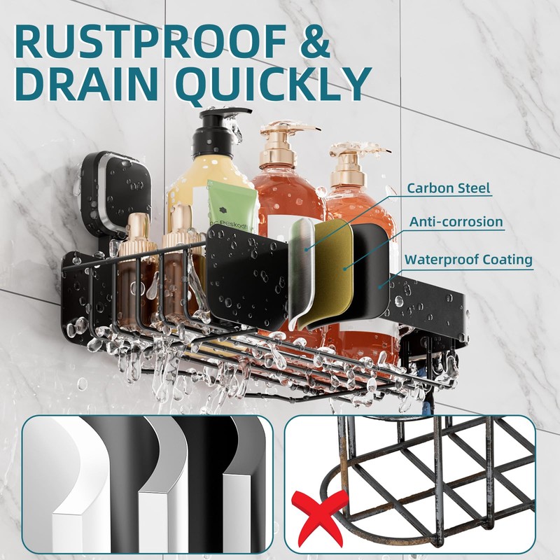 TAILI Shower Caddy Suction Cup 2 Pack,Stainless Steel Rustproof Shower