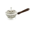 NKLaus Incense Pan with Wooden Handle Brass Nickel Plated Patterned