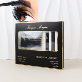 Boujee Boujee DIY Cluster Lash Extension Kit: 3D Effects10mm-18mm 7+ Days Lasting Cruelty Free with Bond Seal Remover,Tweezer