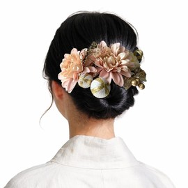 Clever Wrench Japanese Style Hair Ornament, Artificial Flowers, 13-Piece Set, U-Pin Type, Tassel, Coming-of-Age Ceremonies, Graduation Ceremonies, Front Photography, Wedding, Shichi-Go-San Brides, Kimono, Long Sleeves, Elegant, Hair Accessory (Pink)