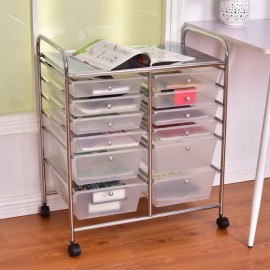 Costway 12-Drawer Utility Storage Rolling Cart w/Removable Drawers and Lockable Wheels