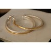 Designer Inspired 44mm Two Tone Crossover Hoop Earrings