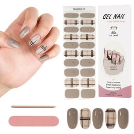 Kalolary Semi Cured Gel Nail Strips - Long Lasting Nail Art Stickers, Easy Apply & Remove with Nail File & Stick, 20pcs