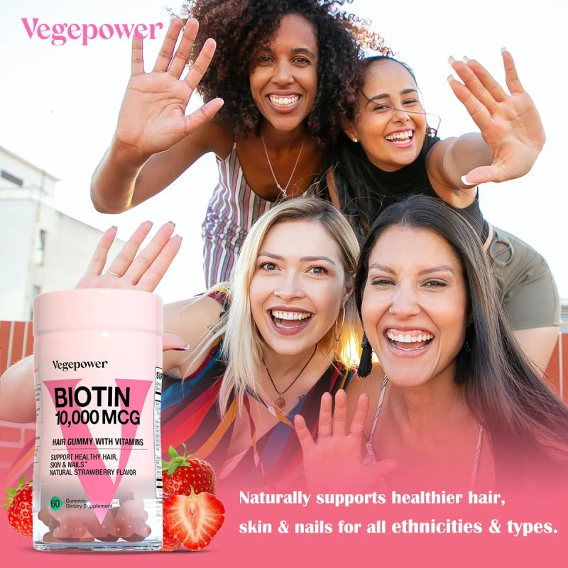 Vegepower Gomitas Biotina 10000mcg Crecimiento Cabello 60