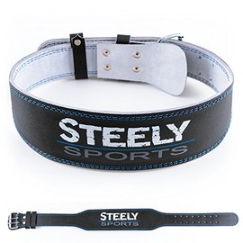 STEELY SPORTS Herren Gewichthebergürtel Leder/Trainingsgürtel (XL) (Krafttraining Bodybuilding Gürtel, Gurt Gewichtheber, Fitnessgürtel, Zubehör)