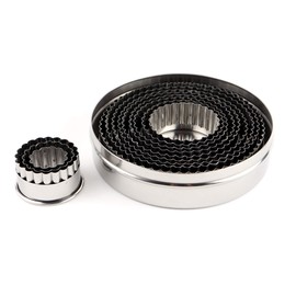 O'Creme Round Stainless Steel Fluted Pastry Cookie Cutter Set of 12 Pieces