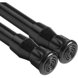 Spring Tension Rods, Adjustable Spring Loaded Expandable Small Curtain Tension Rod for Kitchen, Bathroom, Window,Wardrobe, Utensils Closet and Cabinet - Black(25-40cm/9.8-15.7in)