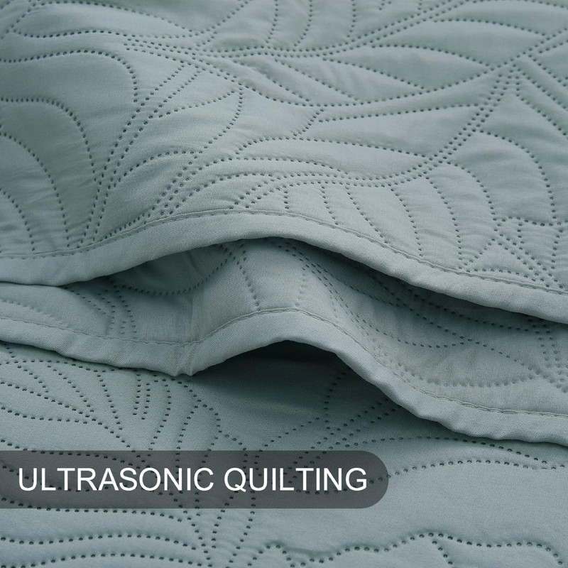 BOURINA Ultrasonic Aqua Queen Quilt Set 3-Piece Bedding Set Coverlet