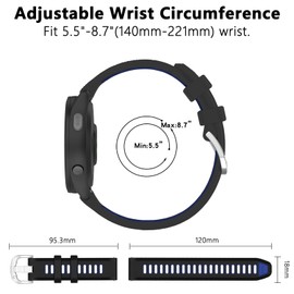 TopPerfekt Sport Bands Compatible with Garmin Forerunner 265S / 255S music/Venu 3S / Forerunner255S / Venu 2S Watch Band, Adjustable Silicone Sports Strap Replacement Band for Men Women (18mm)