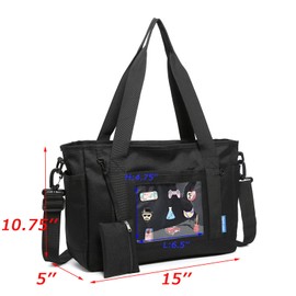 Canvas Tote Ita Bag Luggage Bag Shoulder Bag Kawaii Purses and Handbags with Pin Display for Mens Womens