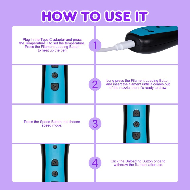 Kretrum 3D Pen for Kids | 3D Printing Pen with