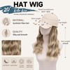 Hat Wigs 20" Hat with Hair Attached for Women,Long Wavy