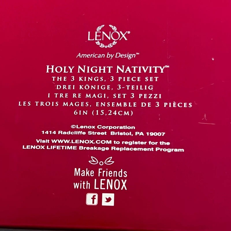 Lenox Holy Night Nativity The Three Kings Figurines 3 Piece