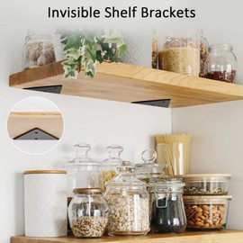 Shelf Brackets Metal Heavy Duty Shelf Brackets Invisible Triangle Wall Brackets with Screws for Bookshelves Kitchen Shelves Pack of 4 Black