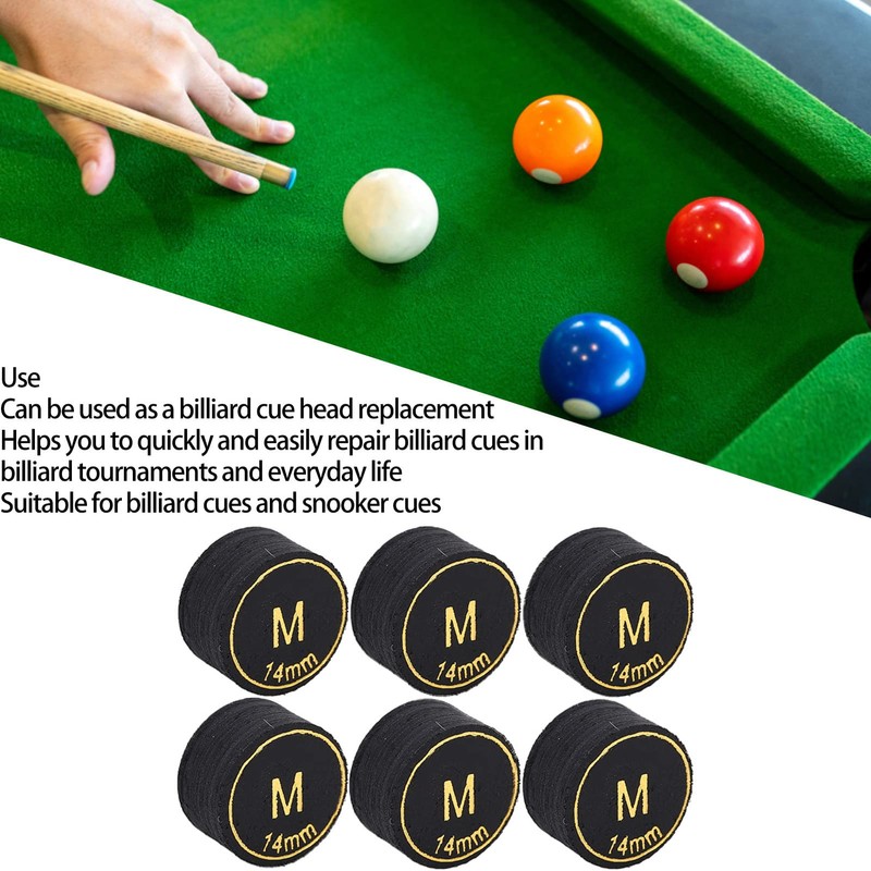 POENVFPO Pack of 6 14 mm Billiard Cue Tips, Professional