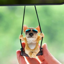 Swing Dog Car Hanging Ornament, Cute Bulldog Pug Car Pendant Interior, Resin Animal Figurines Car Mirror Hanging Accessories for Car Rearview Mirror Decoration, Home Decoration Crafts (Bulldog 3)