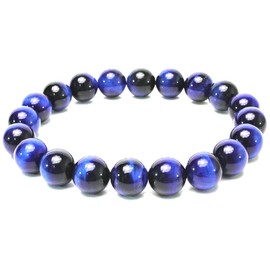 Happy Bomb Indigo Blue Tiger Eye, Large, 0.4 inches (10 mm), Success Luck, Competitive Luck, Natural Stone, Power Stone, Bracelet, Inner Circumference 6.7 inches (17.0 cm)