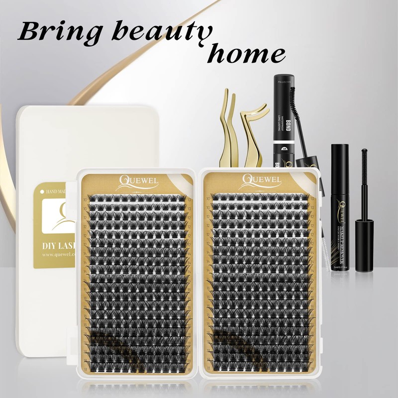 Cluster Lashes 480 Pcs QUEWEL Individual Lashes MIX10-18 D Curl