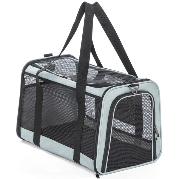 Petsfit 18 x 11 x 11 Pet Carrier Airline Approved, Soft-Sided Dog Carrier Cat Carrier, Lightweight and Collapsible, Ventilation on 5 Sides, Escape Proof, with Adjustable Shoulder Strap, Soft Cushion
