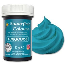Sugarflair Spectral Turquoise Lebensmittelfarbe Paste, hochkonzentrierte Lebensmittelfarbe für Buttercreme, Zuckerpaste, Royal Icing, Kuchenmischungen und mehr! Lebensmittelfarbstoff - 25g