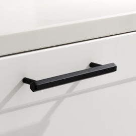 Modern Contemperary Hexagon Black Cabinet Pull Handles for Door, Cupboards and Drawers (128mm Hole Centre)