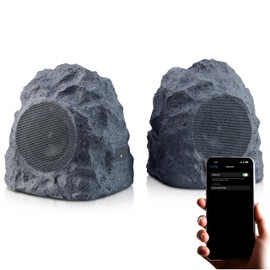 Gemini Sound GHRK-400-PR Rechargeable Bluetooth Outdoor Rock Speaker Pair - Wireless, Waterproof IPX5, TWS Stereo Pairing, 10-Hour Play Time Battery for Patio & Garden Audio