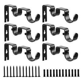 Soporte para Barra de Cortina Doble Paquete de 6 Soportes Metálicos para Barra de Cortina para Pared Soporte Resistente para Barra de Cortina de 1 Pulgada Negro Ganchos para Barra de Cortina