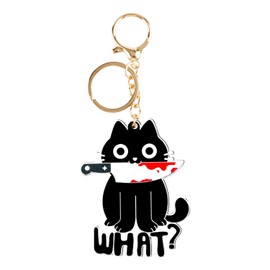 Luckious Creative Cartoon Black Cat Keychain - Cute and Durable Acrylic Backpack Decoration for Keys and Bags