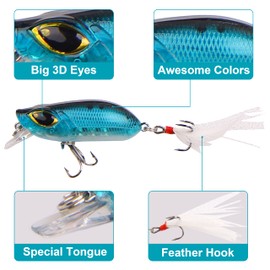 Fishing Lures Crankbaits Kit, 7pcs Minnow Crankbaits Set with Feather Treble Hook Micro Crankbait Small Hard Fishing Lures for Bass Trout Walleye Catfish Freshwater Saltwater