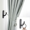 SUL Curtain Hold Tie Backs Black Hooks, U Shaped Wall